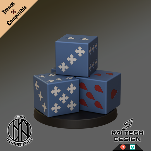 Trench Compatible Markers Dice, board game accessories, crusade 3D model