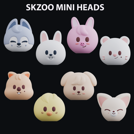 SKZOO MINI HEADS STRAY KIDS KPOP - 3D model önizlemesi