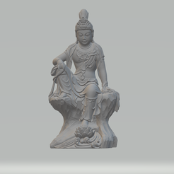 1.png Guanyin Bodhisattva Sentado Estatua Modelo de impresión 3D