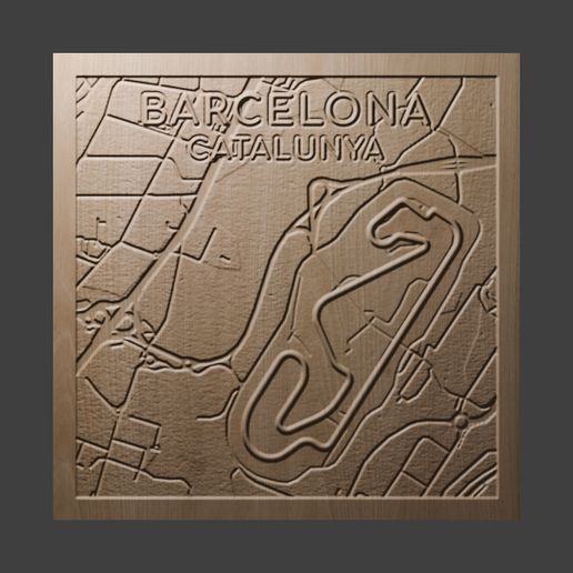 Barcelona-Catalunya Formula 1 Circuit 3D Relief Wall Art STL Model for CNC & 3D Printing