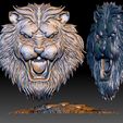 LionHead4.jpg Lion head STL file 3d model - relief for CNC router or 3D printer.
