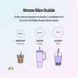 Straw-Size-Guide.jpg Flower Straw Topper, Stanley Drink Accessories, Daisy Straw Charm, Tumbler Gifts, 3 Straw Sizes