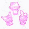 Render_All.jpg Cookie Cutter Set of Hello Kitty, Kuromi, and My Melody