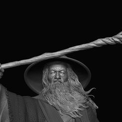 g1-2.jpg Gandalf's cane and hat-The Lord of the Rings 3D print model-Ian Mckellen.