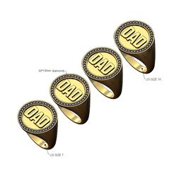 DAD-Diamond-Round-signet-ring-size7to10-00.jpg STL file DAD diamond statement signet ring US sizes 7to10 3D print model・Template to download and 3D print, RachidSW