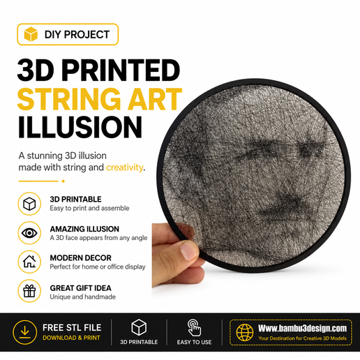 3D Printed String Art Illusion