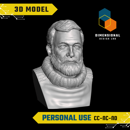 Ernest-Hemingway-Personal.png 3D-модель Эрнеста Хемингуэя - высококачественный STL-файл для 3D-печати (ЛИЧНОЕ ИСПОЛЬЗОВАНИЕ)