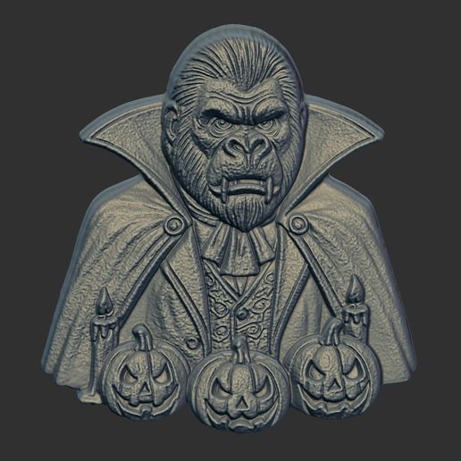 3D render of a gorilla bust dressed as a vampire cnc 3D model