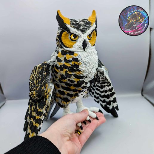 3Dプリント作品「The Man and the Horned Owl」 🦉 Flexi Great Horned Owl・ STL File for 3D printing・Cults