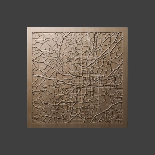 3D Topographic Map of Atlanta STL Model for CNC & 3D Printing