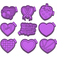 ink.png 9Pcs Assorted Valentine Hearts Freshie STL Mold Housing
