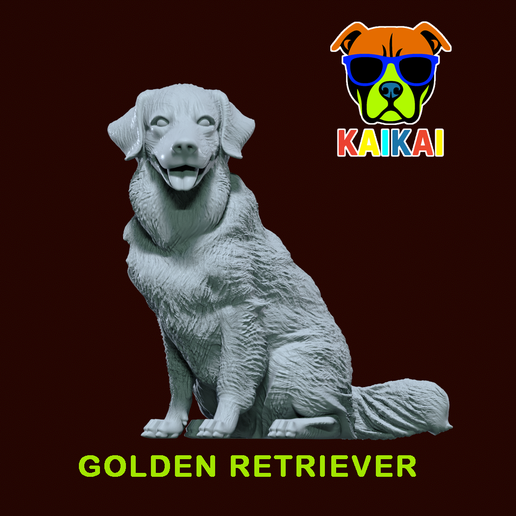 Golden Retriever model - Golden statue - 3D print 3D model
