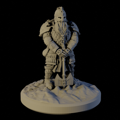 Dwarf_Warrior_1.png Garde guerrière naine modèle miniature imprimable en 3D