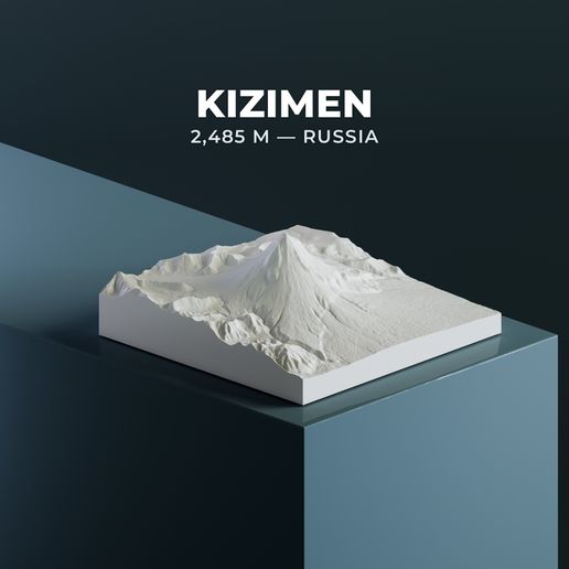 Kizimen (2,485m) 3D Model STL — East Kamchatka's Isolated Eruptive Stratovolcano