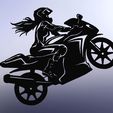 moto-girl.jpg Speed Queen: 2D Girl on the Motorcycle, line art girl, wall art motocycle,