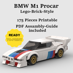 Lego-Vorlage.png 3D-Datei Lego Style Baustein BMW M1 Procar・Design zum Herunterladen und 3D-Drucken