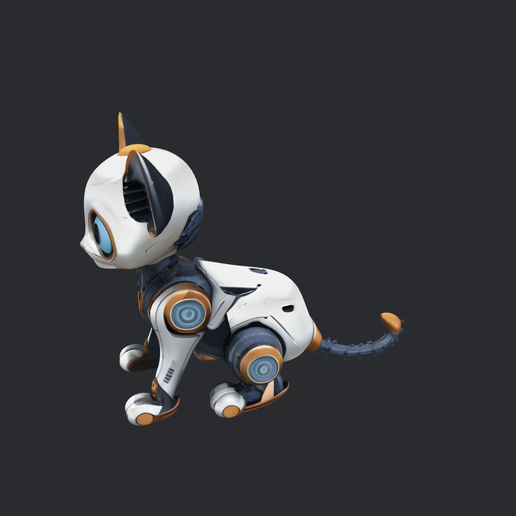 model-3.png Gato robótico futurista - Brinquedo robótico bonito para gatos - modelo de impressão 3-D