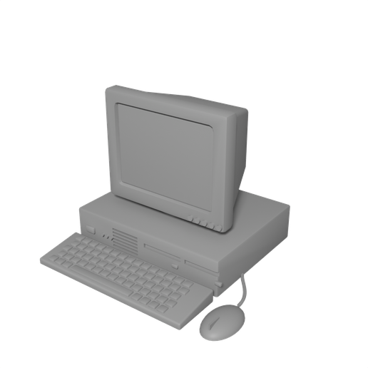 Retro Desktop Computer with Tube Monitor and Keyboard
