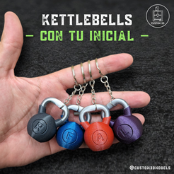 KTB-INICIAL.png STL file Personalized Kettlebell Keychain with your Initial | Names A - Z・3D printing model to download