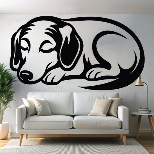 Dachshund line art , wall art 3D model