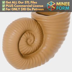 Ocean-Snail-Shell-Planter-Vase.jpg Prehistoric Sea Snail Shell Vase Decorative Home Decor MineeForm FDM 3D Print STL File