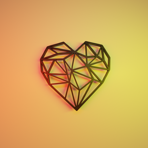 polygonal heart square 3D model