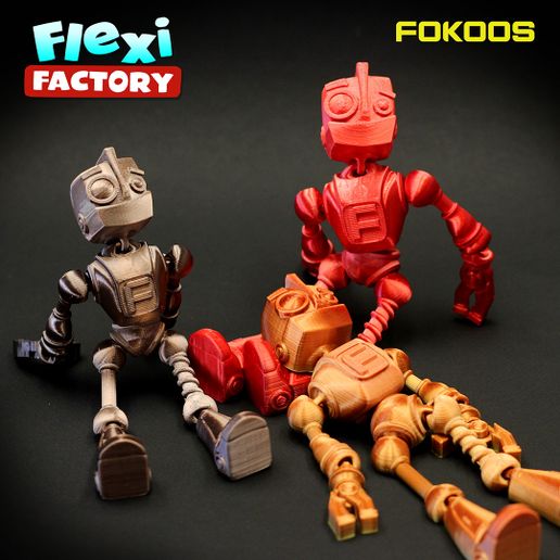 Flexi-Factory-Fokobot-05.jpg Download free STL file Flexi Print-in-Place Fokobot 2.0 ( robot ) • 3D printable object, FlexiFactory