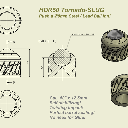 TORNADO SLUG FOR HDR50 3D model