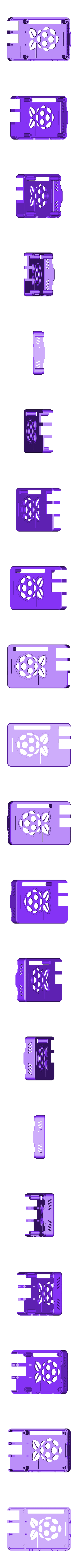 Top_Logo_SM_Cam_Disp_Pins.stl Fichier STL gratuit Malolo's screw-less / snap fit Raspberry Pi 3 Model B+ Case & Stands・Plan pour imprimante 3D à télécharger, Malolo