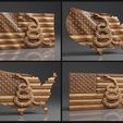 US-Flag-and-Map-Dont-Tread-On-Me-Pack-©.jpg US Flag and Map - Dont Tread On Me - Pack - CNC Files For Wood, 3D STL Models