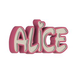 ALICE.V1.jpg Download STL file ALICE NAMELED • 3D printing template, objectoestranho