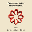 Pack-cookie-cutter-days.png Daisy flower cookie cutter pack x3 - stl file