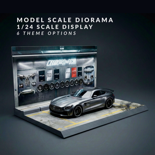 1:24 Scale Euro Garage Diorama | Model Car Display Base