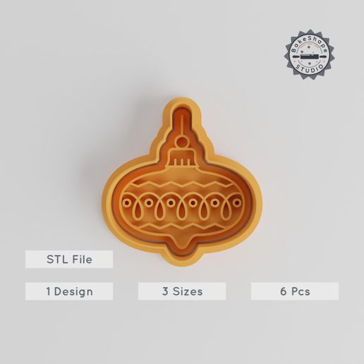 Christmas Bubble Shape Cutter & Stamp Set, Festive Cookie & Fondant Tools, Includes 3 Sizes, 6 Pieces - 3D model önizlemesi