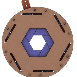 mechanical iris-hexagon cutout 2.jpg Файл STL Выдвижная механическая диафрагма-шестигранник・3D-печатная модель для загрузки