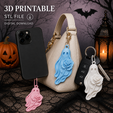 Ghost-rose-charm.png Ghost Rose Charm STL | Halloween Ghost Pendant | Phone Charm | Keychain | Bag Charm | 3D Printable