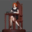 4.jpg QUEENS GAMBIT ANYA TAYLOR JOY CHESS GIRL CHARACTER STATUE 3D print model