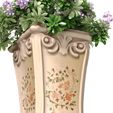 3ddd3.jpg 古典陶瓷花瓶瓮花盆中的观赏植物花朵 3D 模型