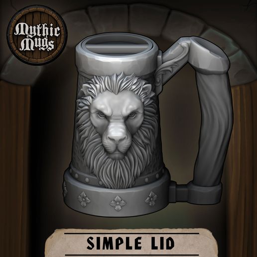 04.jpg Fichier STL gratuit Mugs mythiques - Lion's Brew - Porte-canette / Conteneur de stockage・Objet imprimable en 3D à télécharger, ArsMoriendi3D