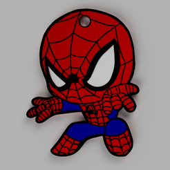 Spider.png STL file KEYCHAIN SPIDERMAN CHIBI・3D printing design to download