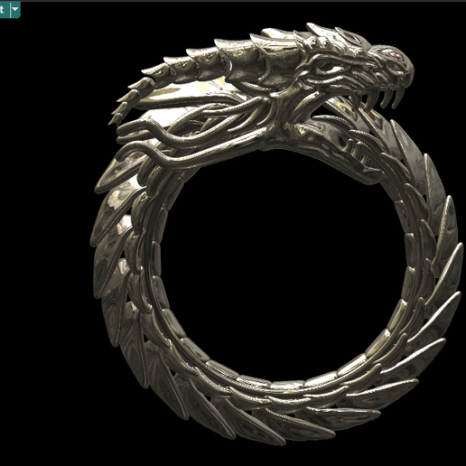 🐉 Dragon ouroboros ring・ STL File for ・Cults
