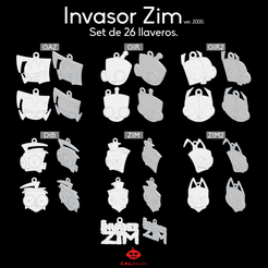 Invasor ZIM. i $6 % toa Invader Zim - Set of 26 keychains (Invader Zim Set of 26 keychains)