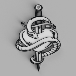 tinker.png STL-Datei Dolchmesser mit Herz und Schlange, Schlüsselring - Anhänger - Anhänger - Ohrring・Design für 3D-Drucker zum herunterladen