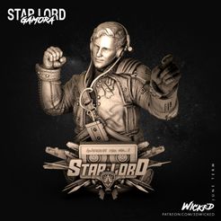 01.jpg Archivo 3D Wicked Marvel Star-Lord Bust: Tested and ready for 3d printing・Modelo de impresión 3D para descargar