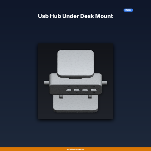 Usb Hub Under Desk Mount - 3D Printable STL File