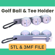 STL-3D-Printed-File-Golf-Ball-and-Tee-Holder.png Golf Ball Holder - Holds 3 Golf Balls & 2 Golf Tees