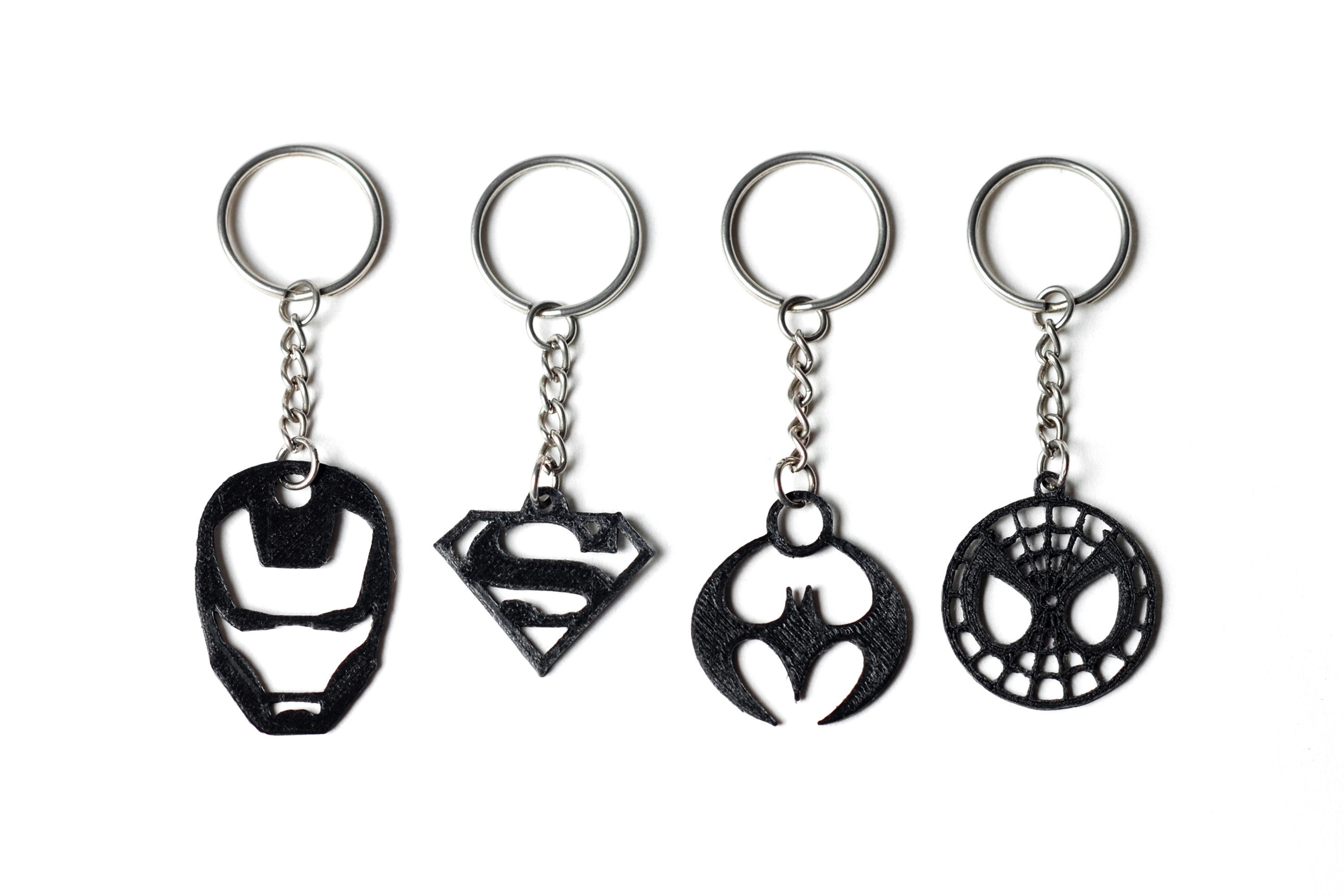 Superheroes_keychains.jpg Free STL file Superhero Keychains・3D print design to download, FORMBYTE