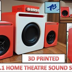 COVER.jpg Free STL file HOME THEATRE SOUND SYSTEM - BLUETOOTH SPEAKER - SONY - TANGBAND SUBWOOFER - 2.1 - DIY - 3D PRINTED - 200W RMS - BEST PERFORMANCE・3D printing template to download, 3DMACHAN