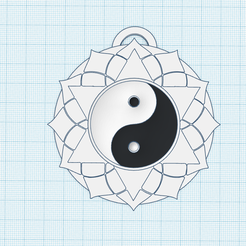 yin-yang-lotus-keychain.png Archivo 3D Llavero con el símbolo del Yin Yang, colgante del ying yang, decoración espiritual imprimible, decoración espiritual de pared, etiqueta energética, imán de nevera・Plan para descargar y imprimir en 3D, Allexxe
