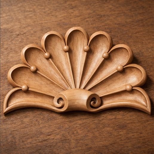 Fan Crest Applique STL | CNC Wood Carving Relief